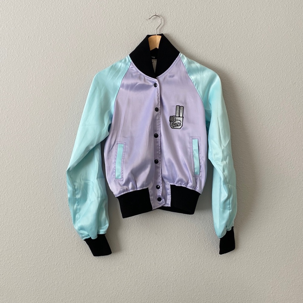SLY 80’s jacket block colour varsity jacket pastel